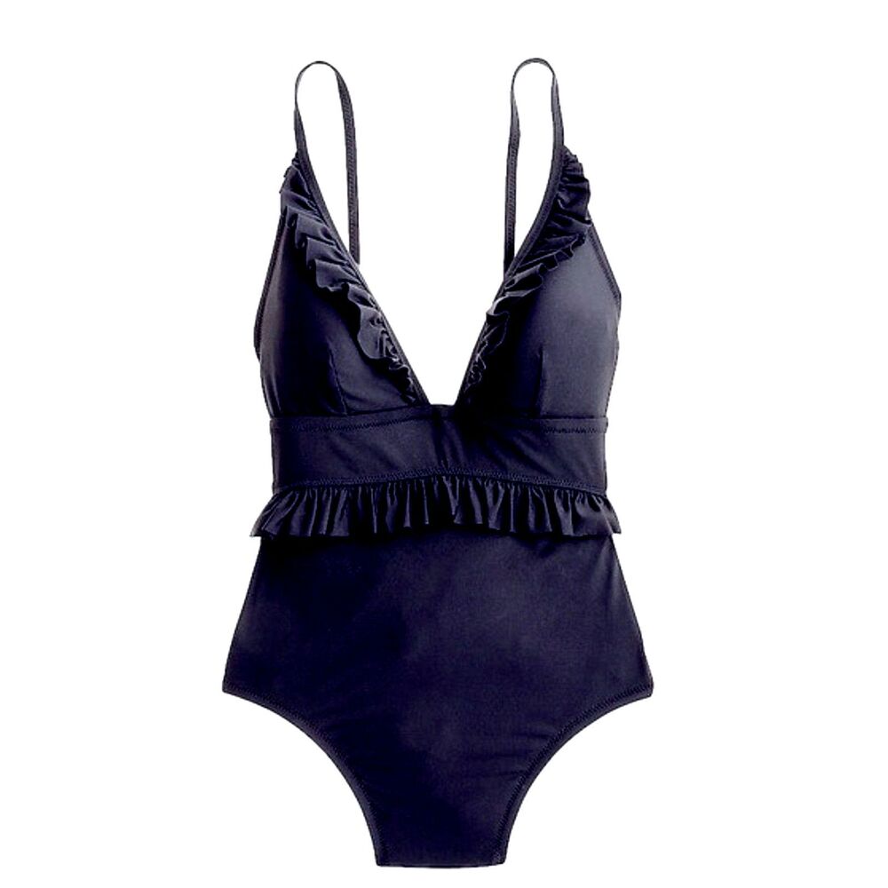 J. Crew Deep V-Neckline Feminine Framed Ruffle Details One-Piece Swimsuit 16